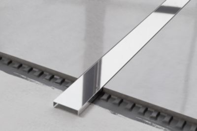 Profilé décoratif U en acier inoxydable pour carrelage Argent poli - 40 mm x 2440 mm x 0,65 ep.