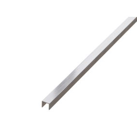 Profilé décoratif U en acier inoxydable pour carrelage Argent satiné - 10 mm x 2440 mm x 0,65 ep.