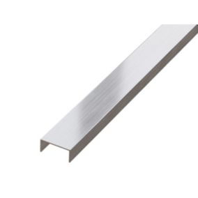 Profilé décoratif U en acier inoxydable pour carrelage Argent satiné - 20 mm x 2440 mm x 0,65 ep.