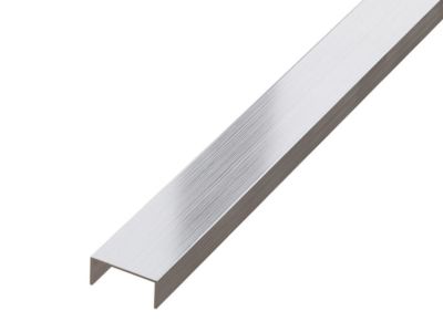Profilé décoratif U en acier inoxydable pour carrelage Argent satiné - 20 mm x 2700 mm x 0,65 ep.