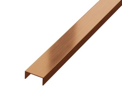 Profilé décoratif U en acier inoxydable pour carrelage Cuivre satiné - 20 mm x 2440 mm x 0,65 ep.