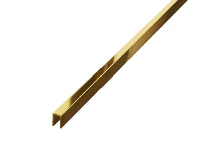 Profilé décoratif U en acier inoxydable pour carrelage Or poli - 5 mm x 2440 mm x 0,65 ep.