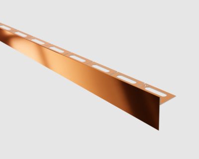 Profil de douche Ilcom LKL en acier inoxydable pour sol côté gauche Cuivre poli - 11mm x 1800mm x 0,65 ep.
