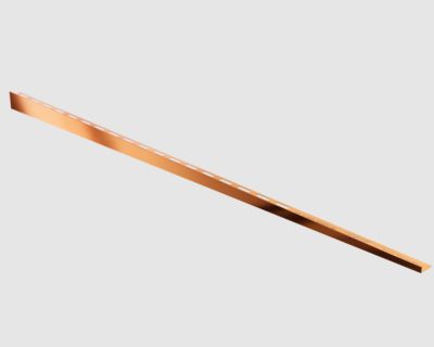 Profil de douche Ilcom LKL en acier inoxydable pour sol côté gauche Cuivre poli - 11mm x 1800mm x 0,65 ep.