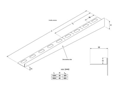 Profil de douche Ilcom LKL en acier inoxydable pour sol côté gauche Cuivre poli - 11mm x 1800mm x 0,65 ep.
