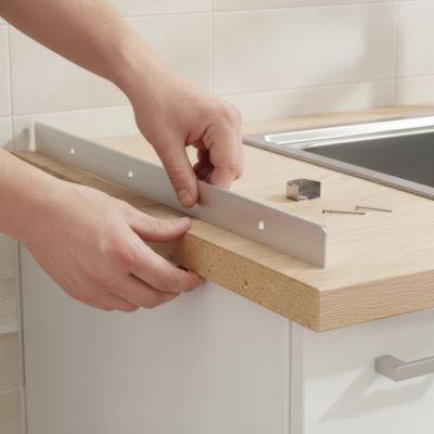 Bande latérale pour plan de travail de 38 mm R-5.5, Argent anodisé