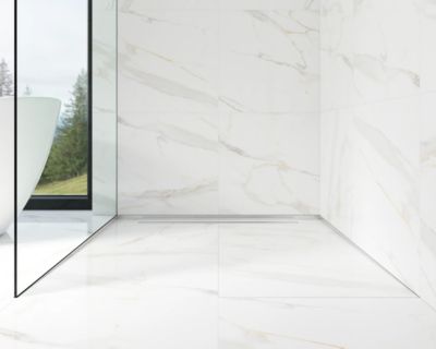 Profil latéral droit incliné Ilcom en acier inoxydable Argent satiné Argent satiné - 12mm x 1800mm x 0,65 ep.