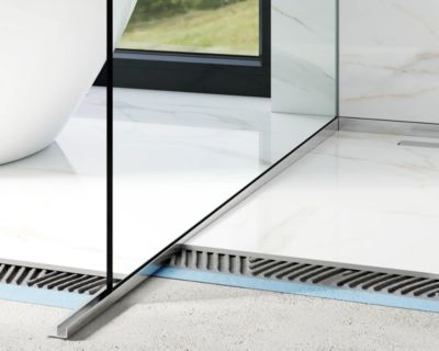 Profilé pour verre et sol LPSL de douche côté gauche Argent satiné - 11mm x 1800mm x 0,65 ep.