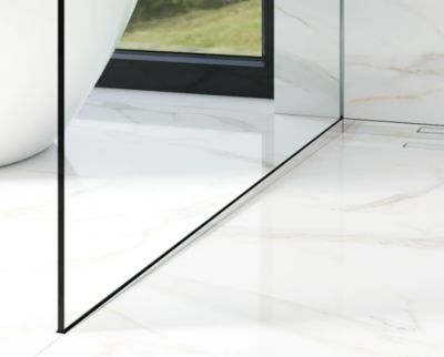 Profilé pour verre et sol LPSL de douche côté gauche Argent satiné - 11mm x 1800mm x 0,65 ep.