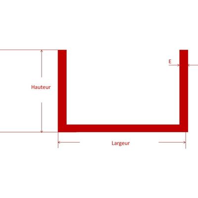 Profilé u aluminium 40x60 ep 4 mm, Longueur : 4 metres - Comment Fer