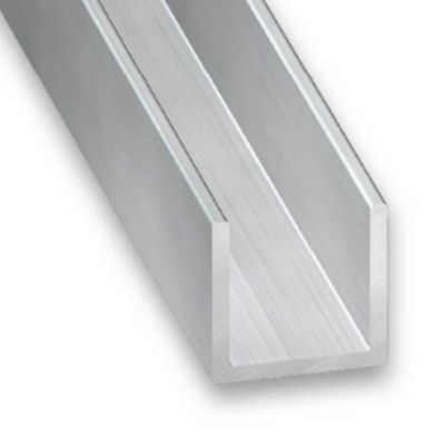 Profile aluminium en U brut 10 x 13 x 10 mm, 2 m Ep. 1,5 mm. Int. 10 mm. Longueur : 2 m