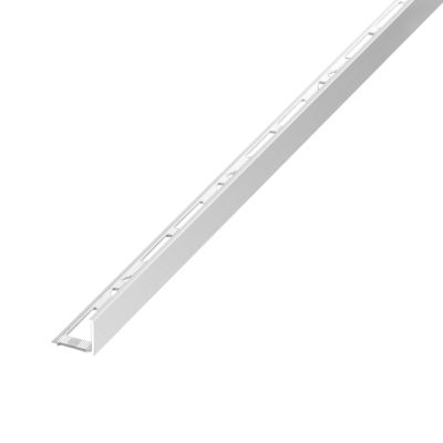 Profilé de carrelage intérieur Diall droit aluminium brut chromé lisse L.2,5m x l.22cm x ep.12,5mm