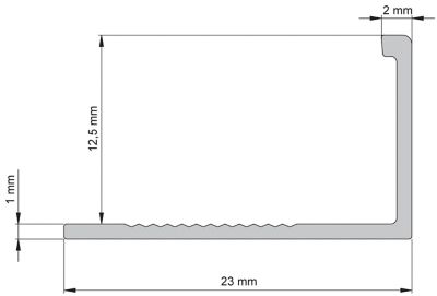 Profilé de carrelage intérieur Diall droit aluminium brut chromé lisse L.2,5m x l.22cm x ep.12,5mm