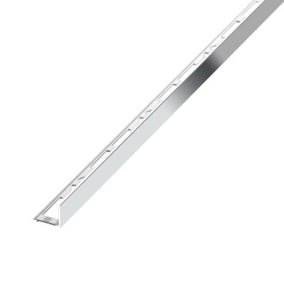 Profilé de carrelage intérieur Diall droit aluminium effet chromé poli L.2,5m x l.2,2cm x ep.10mm
