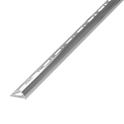 Profilé de carrelage intérieur Diall rond aluminium effet chromé poli L.2,5m x l.2,7cm x ep.9mm
