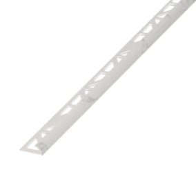 Profilé de carrelage intérieur Diall rond PVC blanc marbré lisse L.2,5m x l.2,7 cm x ep.9mm