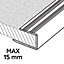 Profilé de finition en U en aluminium pour sol , décor métal mat GoodHome 15,5 x 930 mm