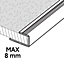 Profilé de finition en U en aluminium pour sol , décor métal mat GoodHome 8,5 x 1 800 mm