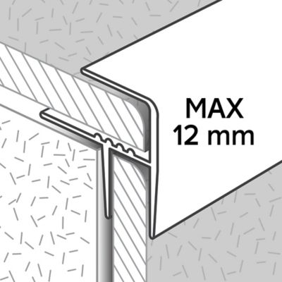 Profilé de rénovation de marche en aluminium décor métal mat GoodHome 21 x 30 x 1800 mm.