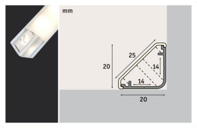 Profilé de strip LED Delta Paulmann IP20 Alu, Satiné L.1 m x P.2 cm x H.2 cm