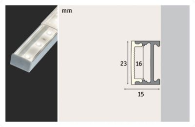 Profilé de strip LED Square IP20 aluminium, satiné Paulmann L.200 x H.15 x P.23cm