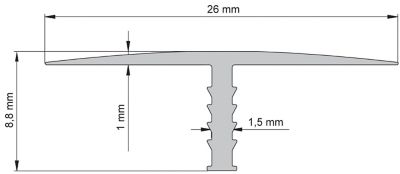 Profilé de transition intérieur Diall droit aluminium effet chromé poli L.2,5m x l.2,6cm x ep.11mm