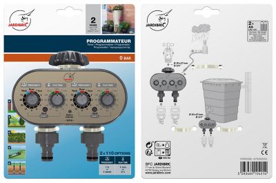 Programmateur d'arrosage nez robinet 2 voies Jardibric