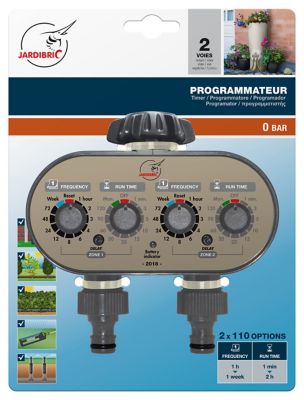 Programmateur d'arrosage nez robinet 2 voies Jardibric