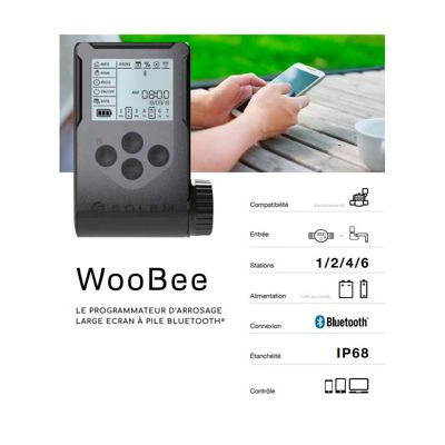 Programmateur d'arrosage à pile bluetooth 6 stations Solem WOOBEE-6