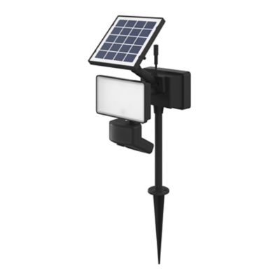 Projecteur à piquer solaire LED intégré à détection Davern 400lm IP65 noir Goodhome