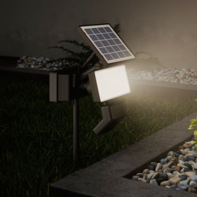 Projecteur à piquer solaire LED intégré à détection Davern 400lm IP65 noir Goodhome