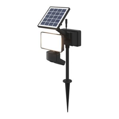 Projecteur à piquer solaire LED intégré à détection Davern 400lm IP65 noir Goodhome
