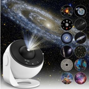 Projecteur d'étoiles de Planétarium, Projecteur de Galaxie, Veilleuse de Ciel étoilé Réaliste avec 13 Disques de Film, Lune de Co