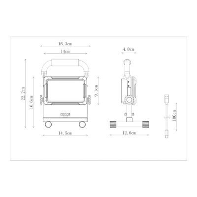 Projecteur de chantier portable à LED rechargeable 20 W