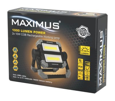 Projecteur de chantier portatif rechargeable Maximus M-WKL-021 - 2x500lm