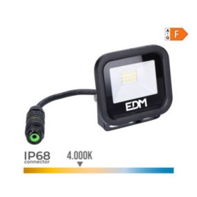 Projecteur LED 10W 800lm 4000K Lumière du Jour Noir - EDM Blackseries