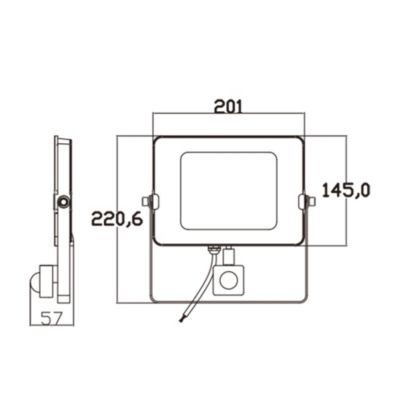 Projecteur LED avec détecteur de mouvement 50W Noir Etanche IP65 extérieur Forte luminosité 5500 Lumens Blanc chaud 3000K