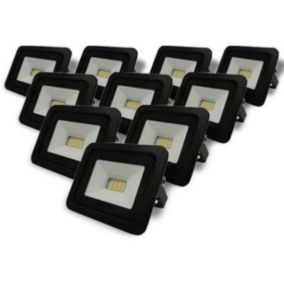 Projecteur LED Extérieur 10W IP65 Noir (Pack de 10) - Blanc Froid 6000K - 8000K - SILAMP