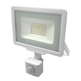 Projecteur LED Extérieur 20W IP65 BLANC avec Détecteur de Mouvement Crépusculaire - Blanc Chaud 2300K - 3500K - SILAMP