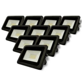 Projecteur LED Extérieur 20W IP65 Noir (Pack de 10) - Blanc Froid 6000K - 8000K - SILAMP