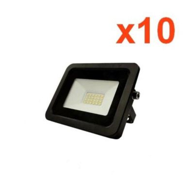 Projecteur LED Extérieur 20W IP65 Noir (Pack de 10) - Blanc Neutre 4000K - 5500K - SILAMP