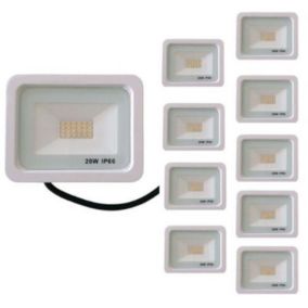 Projecteur LED Extérieur 20W IP66 BLANC (Pack de 10) - Blanc Froid 6000K - 8000K - SILAMP