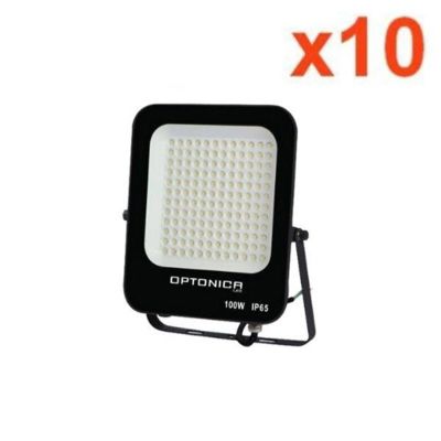 Projecteur LED Extérieur SMD 100W IP65 Noir (Pack de 10) - Blanc Chaud 2300K - 3500K - SILAMP