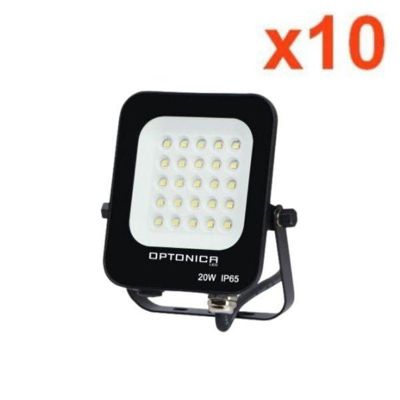 Projecteur LED Extérieur SMD 20W IP65 Noir (Pack de 10) - Blanc Neutre 4000K - 5500K - SILAMP