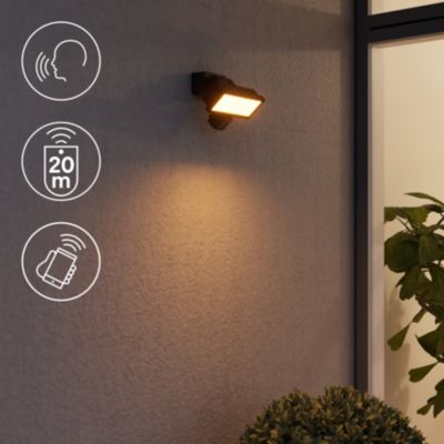 Projecteur LED intégrée extérieur Myko 20W variation de blancs et couleurs GoodHome noir