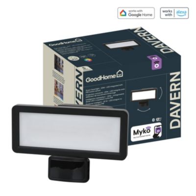 Projecteur LED intégrée extérieur Myko 20W variation de blancs et couleurs GoodHome noir