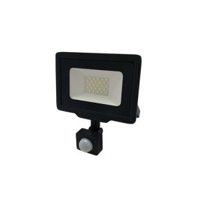 Projecteur LED Noir 20W (100W) à Détecteur IP65 1600lm - Blanc Chaud 2700K