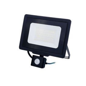 Projecteur LED Noir 50W (250W) à Détecteur IP65 4000lm - Blanc du Jour 6000K