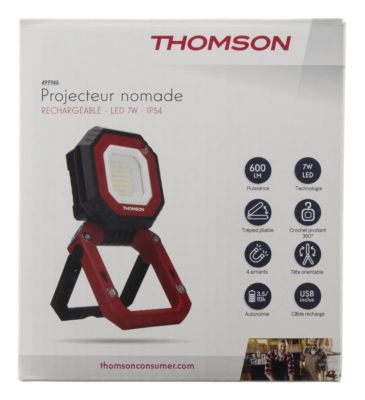 Projecteur LED nomade Thomson IP54 7W 600/800lm blanc neutre l.11 x H.12 cm dimmable