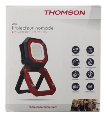 Projecteur LED nomade Thomson IP54 7W 600/800lm blanc neutre l.11 x H